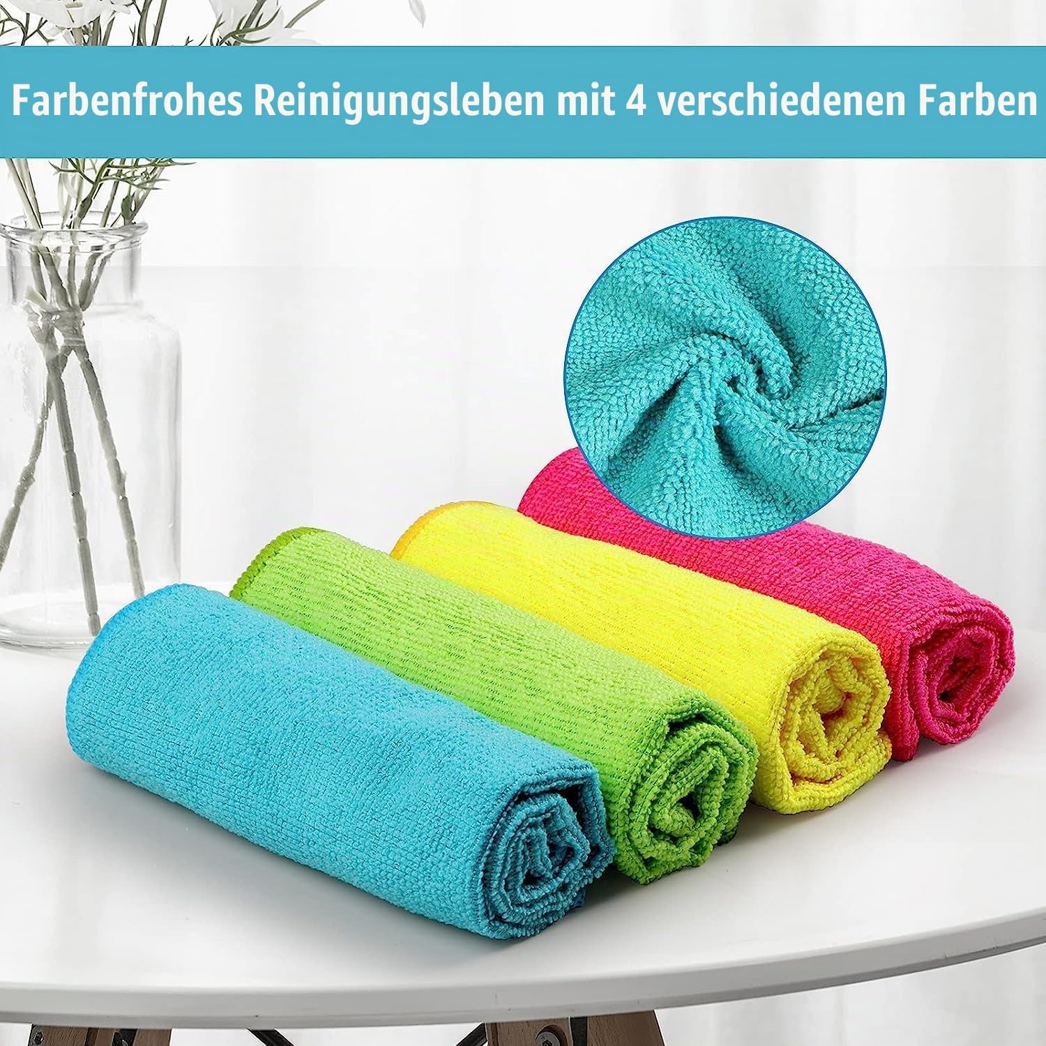Mikrofasertuecher 100 Stueck 30x30 cm Reinigungstuecher Putzlappen