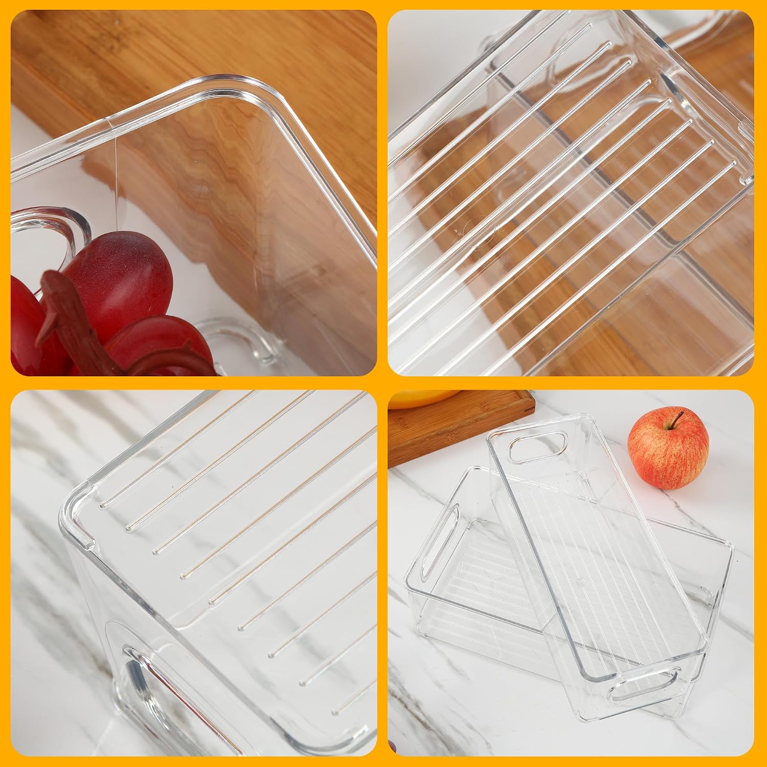 Kuehlschrank Organizer Set 10tlg 2 Groessen BPA-frei fuer Kueche Schublade Schreibtis