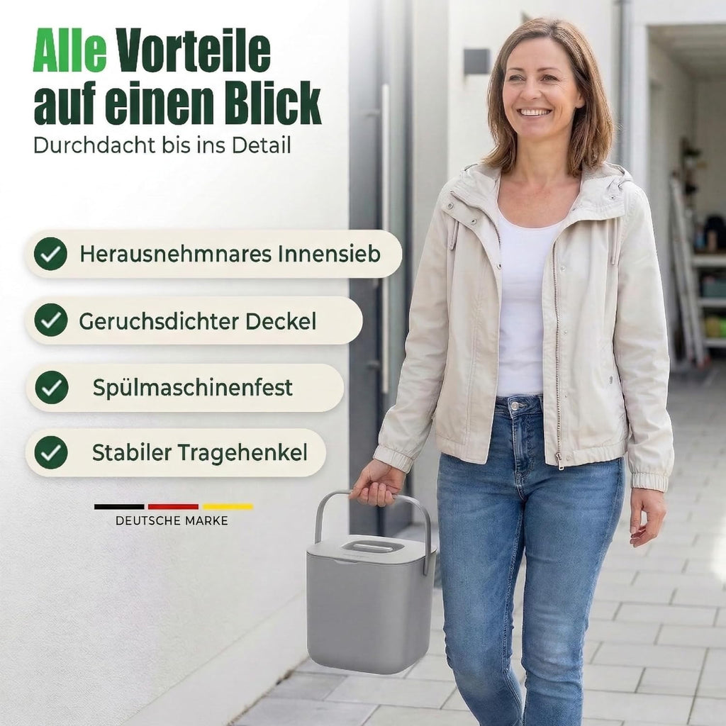 Komposteimer Kueche mit Deckel Biomuelleimer Geruchsdichter Behaelter