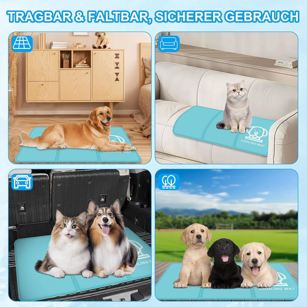 IEEILULU Kuehlmatte Hund M 50x90 cm mit ungiftigem Gel Kuehldecke Sommer