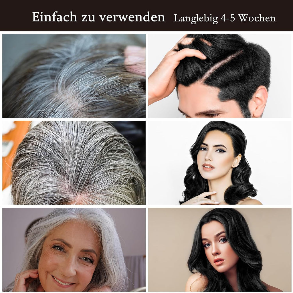 Haarfaerbeshampoo Braun 3-in-1 gegen graue Haare fuer Maenner Frauen