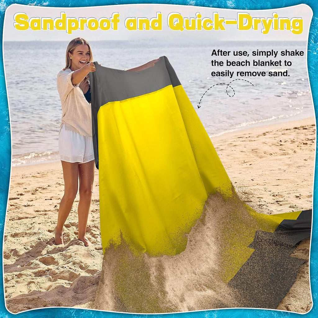 Stranddecke sandfrei 210x200 cm XXL blau - sandfeste Strandmatte fuer Strand Camp