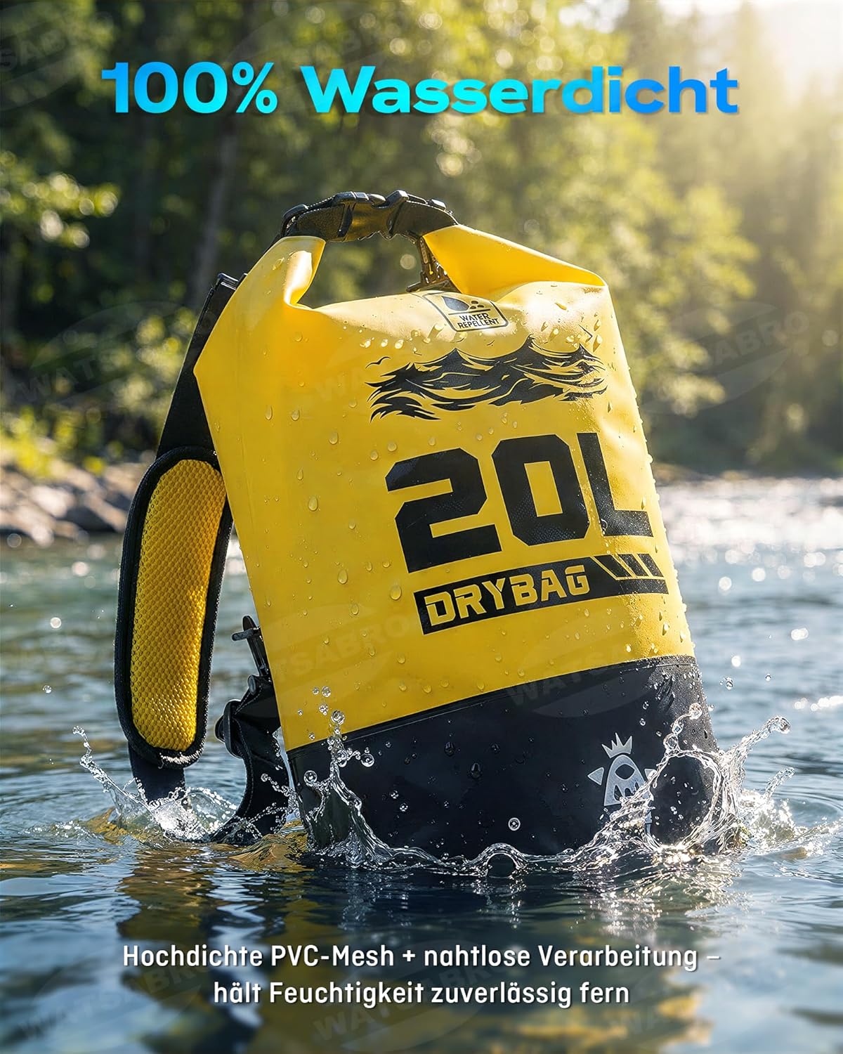 WATSABRO Dry Bag wasserdichte Tasche Rucksack + wasserdichte Handyhuelle