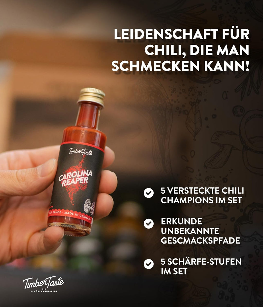 TIMBER TASTE Chili Sauce Geschenkset 5× scharfe Sossen