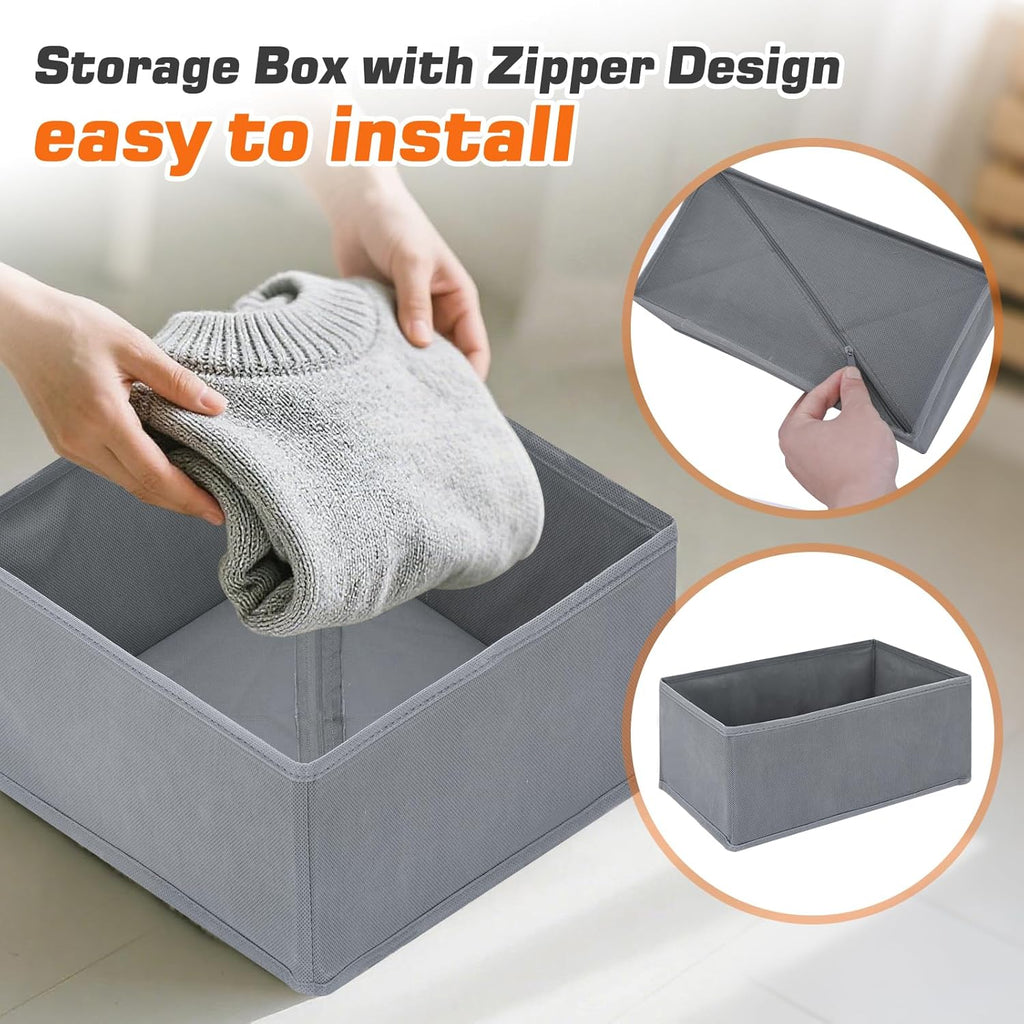 12er Set faltbare Schubladen Organizer Aufbewahrungsboxen fuer Kleiderschrank