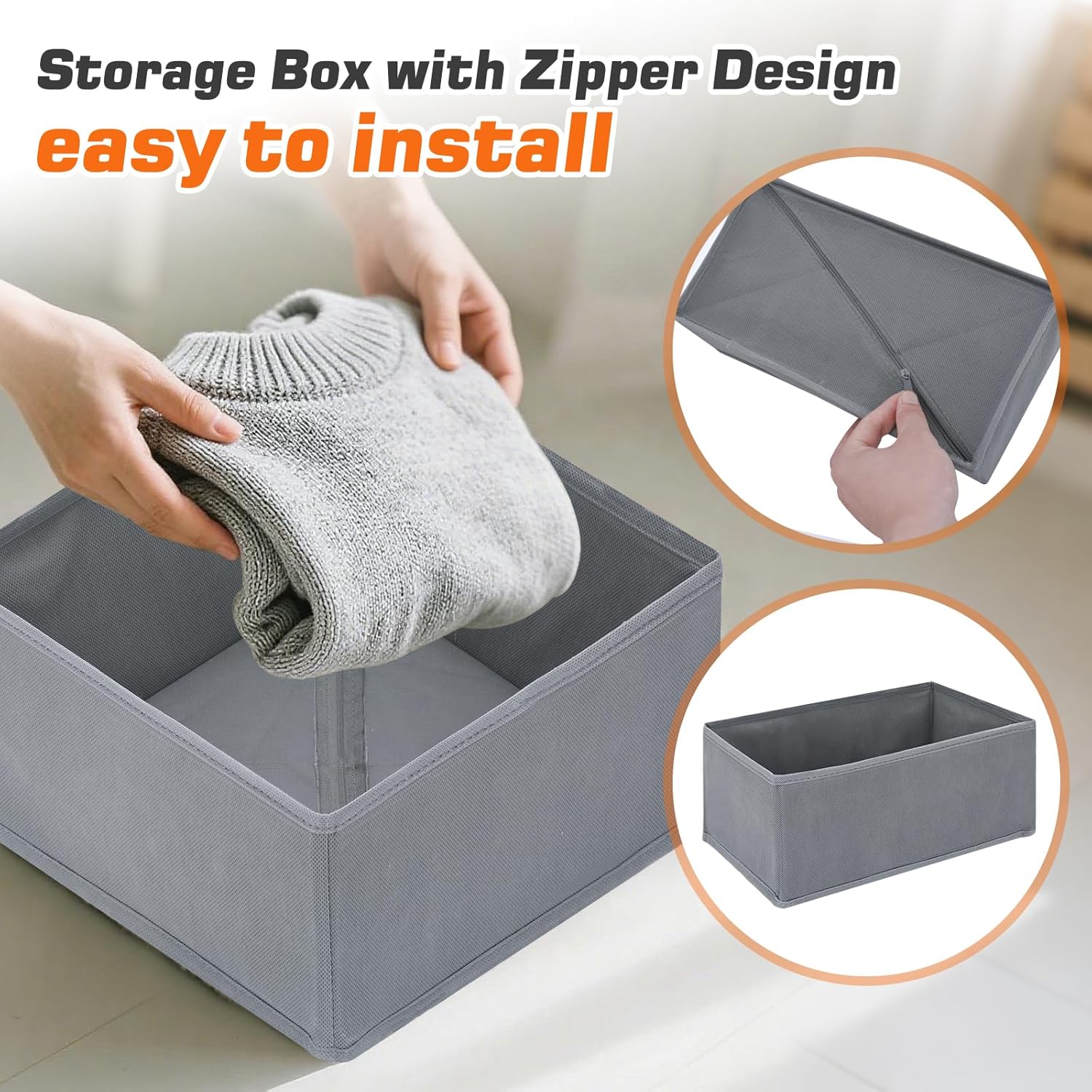 12er Set faltbare Schubladen Organizer Aufbewahrungsboxen fuer Kleiderschrank