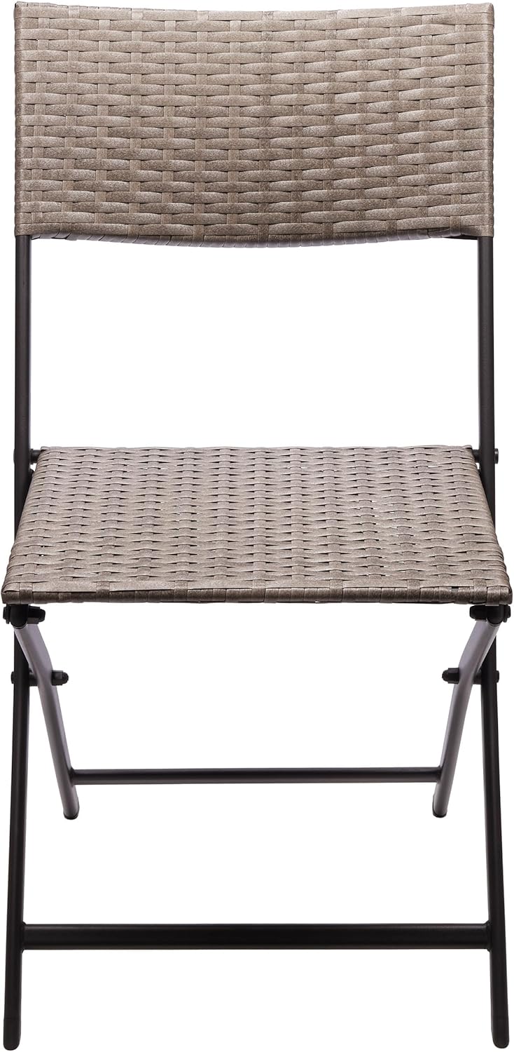 Brubaker Gartenstuhl 2er Set Toskana Klappstuhl Polyrattan Grau-Braun