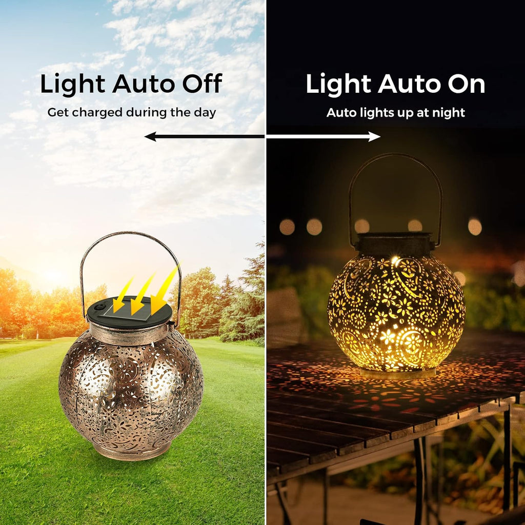 Solarlampe aussen haengend 2er Set IP65 Metall warmweiss Balkon Garten Terrasse