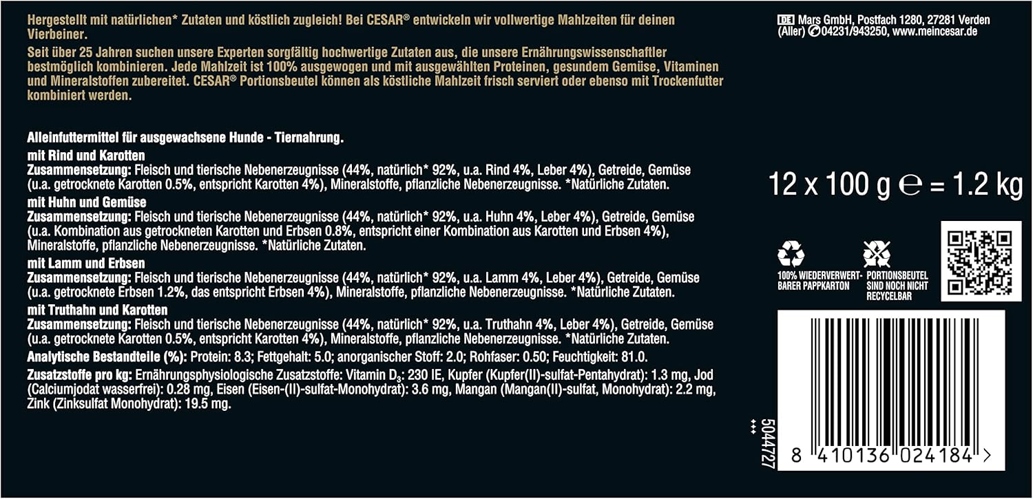 Cesar Hundenassfutter Selektion in Sauce 48x100g (4x12)