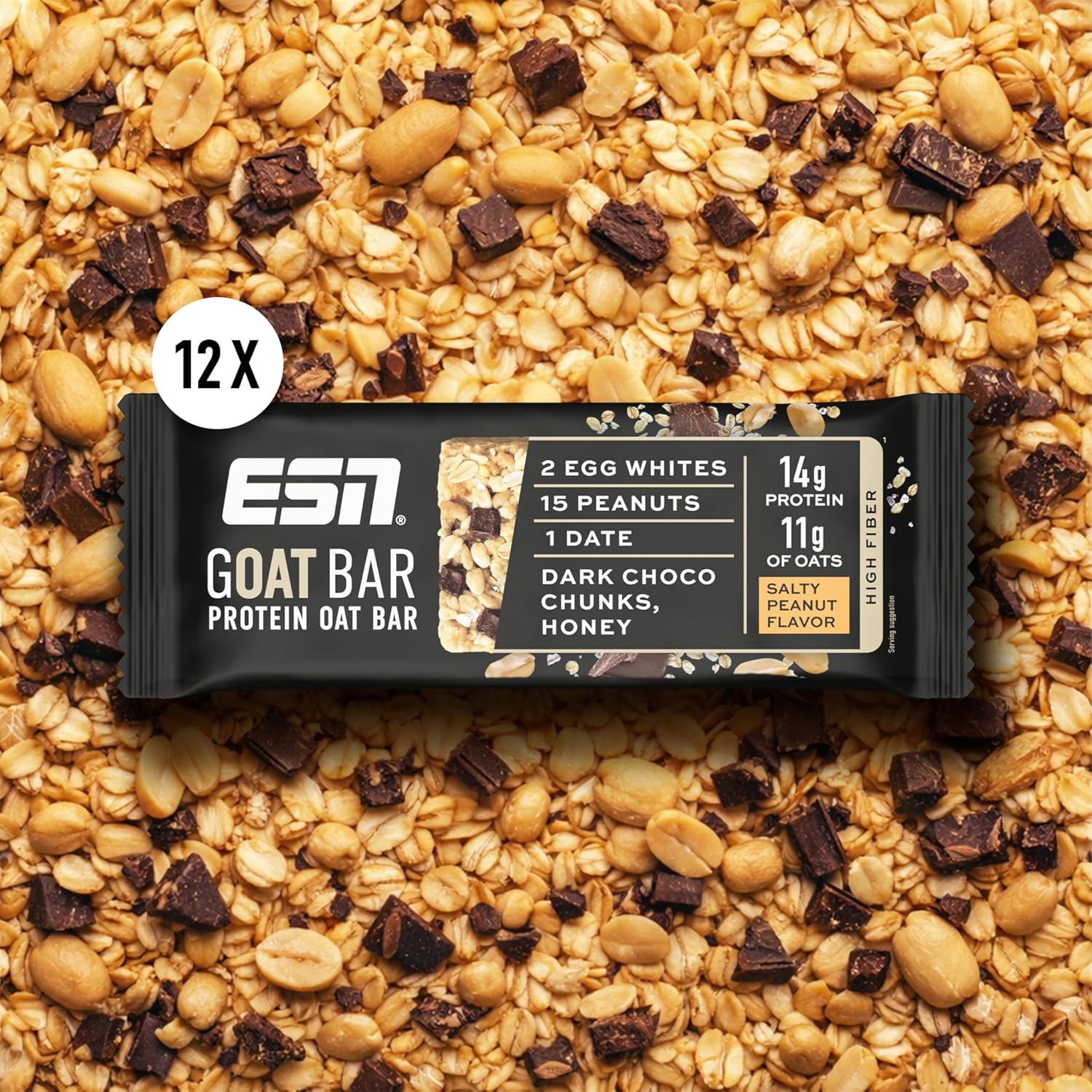 ESN GOAT Bar Salty Peanut 12 x, verschiedene Sorten, Protein Oat Bar Pr
