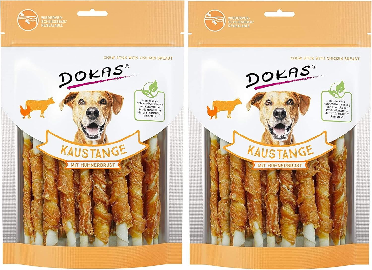 Dokas Getreidefreie Kaustangen für Hunde, 2er Pack Kausnack