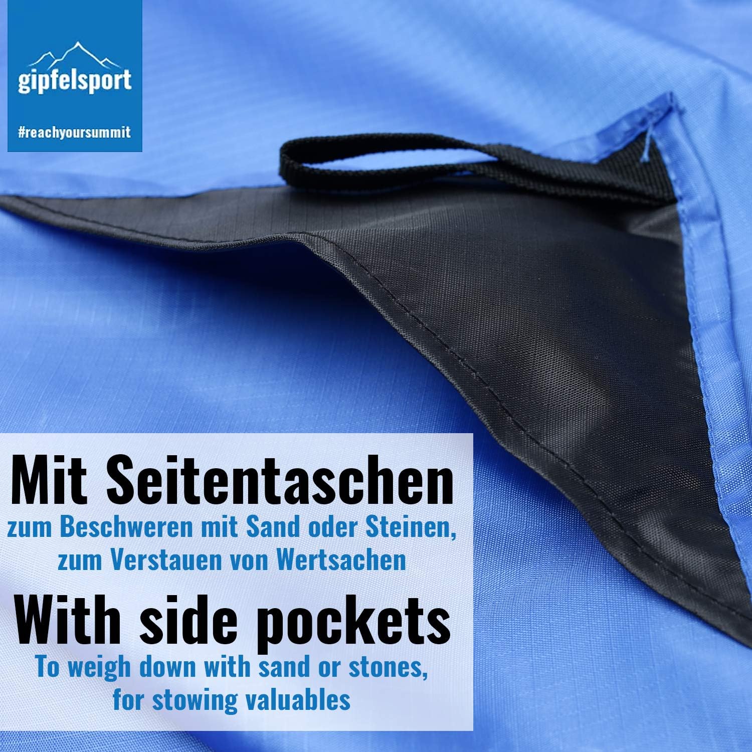 gipfelsport Picknickdecke 200x140 cm wasserdicht sandfrei stranddecke grau
