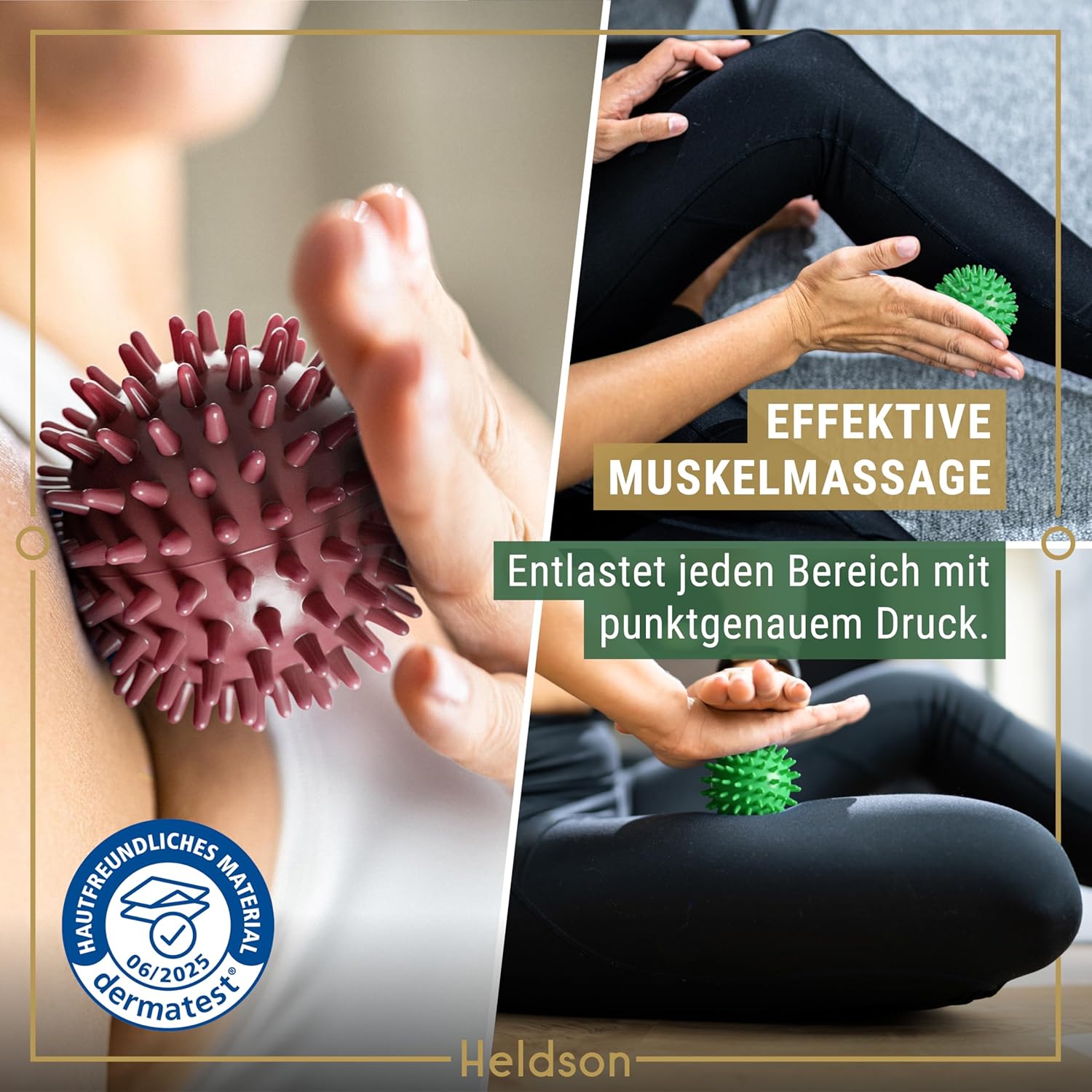 Premium Massageball Set 3 Haertegrade Igelball fuer Fuss Ruecken Hand