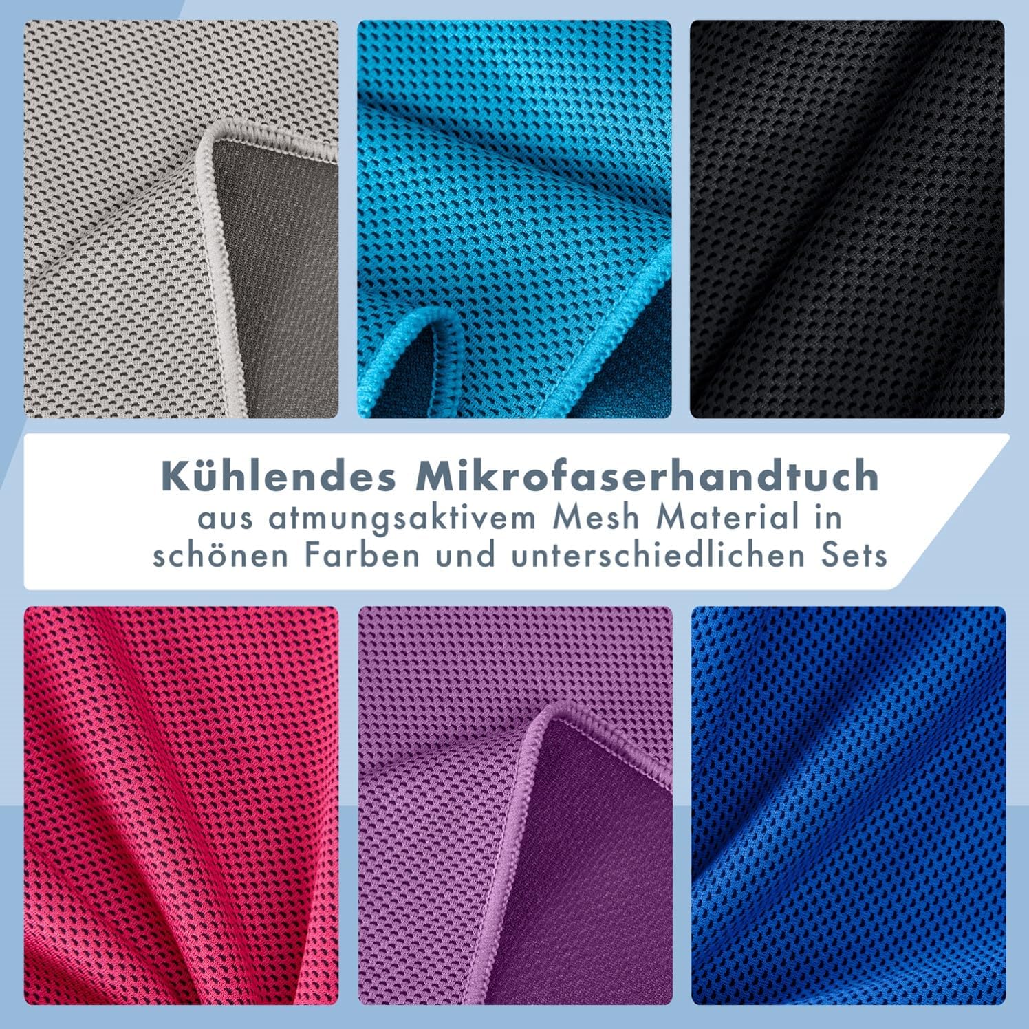 Blumtal Kuehlhandtuch 100x30 cm Mikrofaser Sporthandtuch mit Tasche Grau