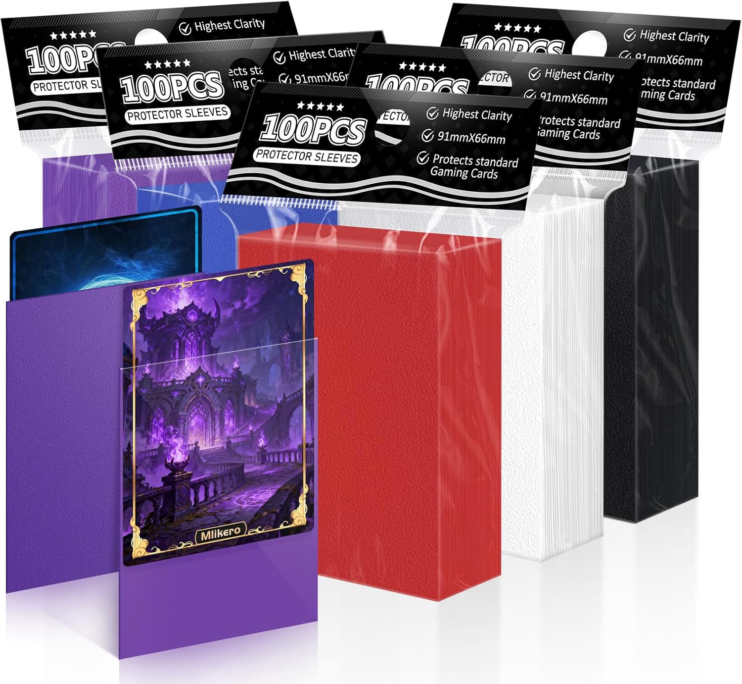 Mlikero Kartenhuellen 66×91 mm 500 Stueck 5 Farben Sleeves fuer Sammelkarten