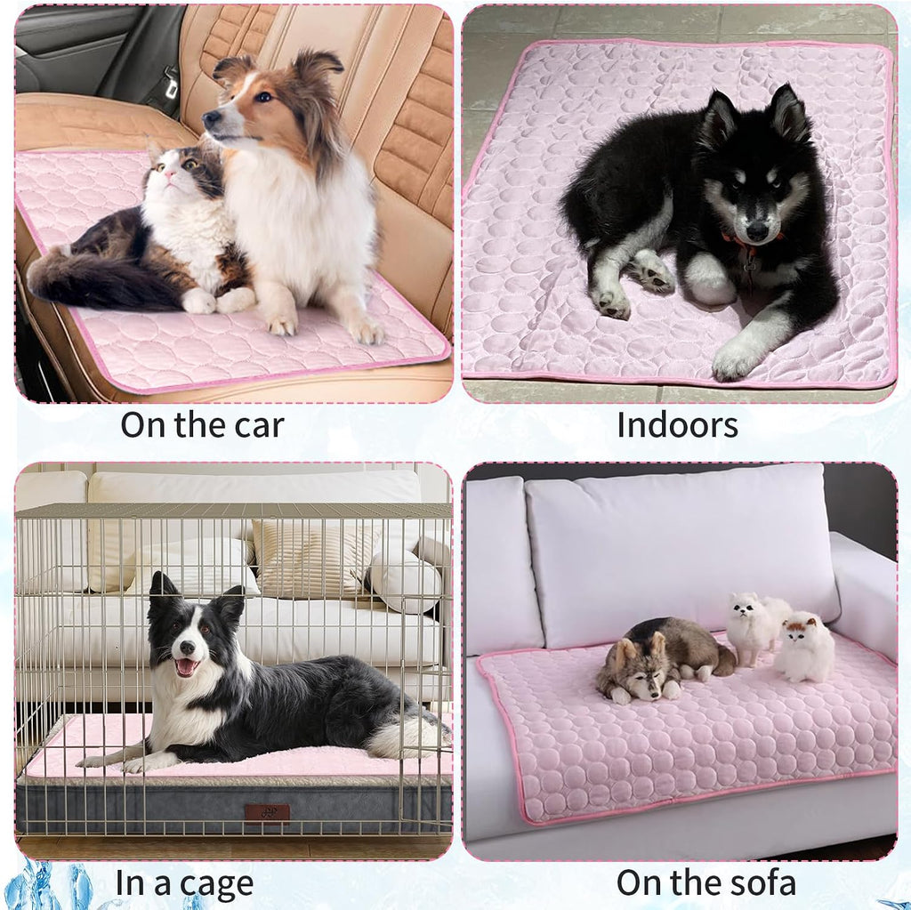 Kuehldecke fuer Hunde und Katzen 70×55 cm Rosa kuehlende Matte 1cm-70cm