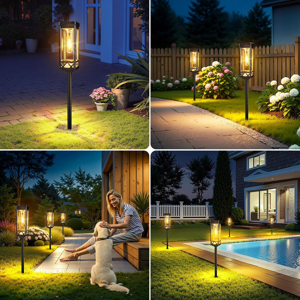 BUCASA Solarlampen Aussen 6er Set 1000 mAh IP65, 15 Std. Beleuchtung Garten