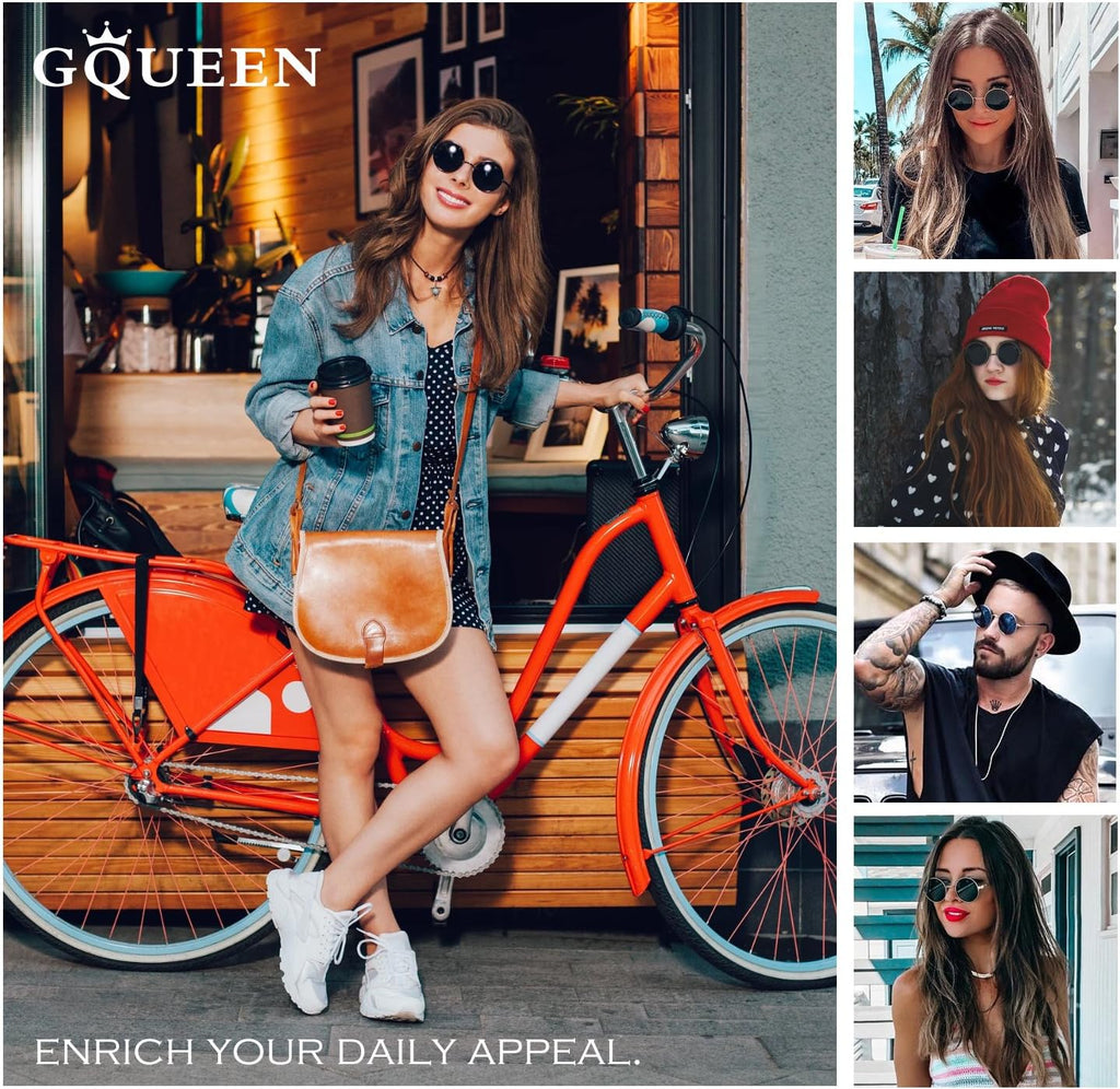 GQUEEN Polarisierte Retro Sonnenbrille rund UV400 Herren Damen MEZ1