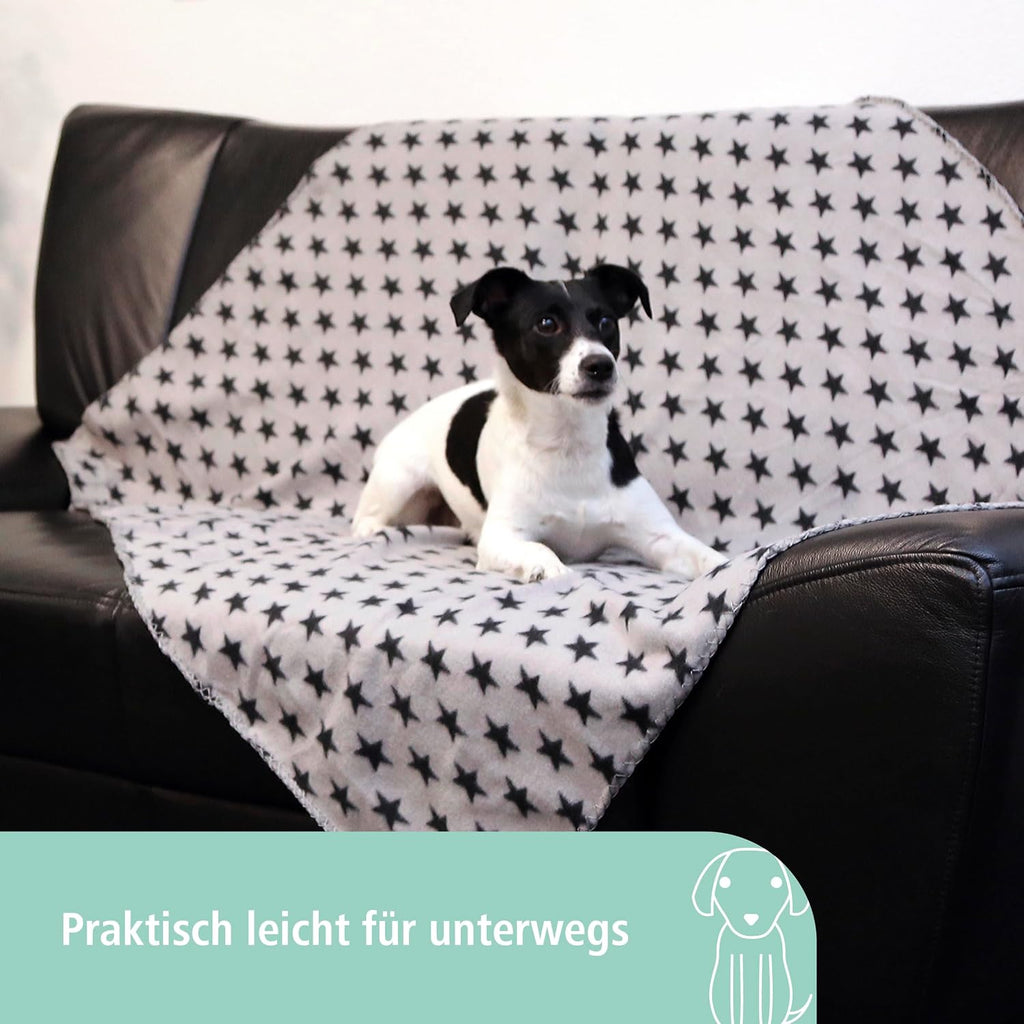 Kerbl Hundedecke Stella 140x100 cm beige Pfoten Fleece Moebelschutz
