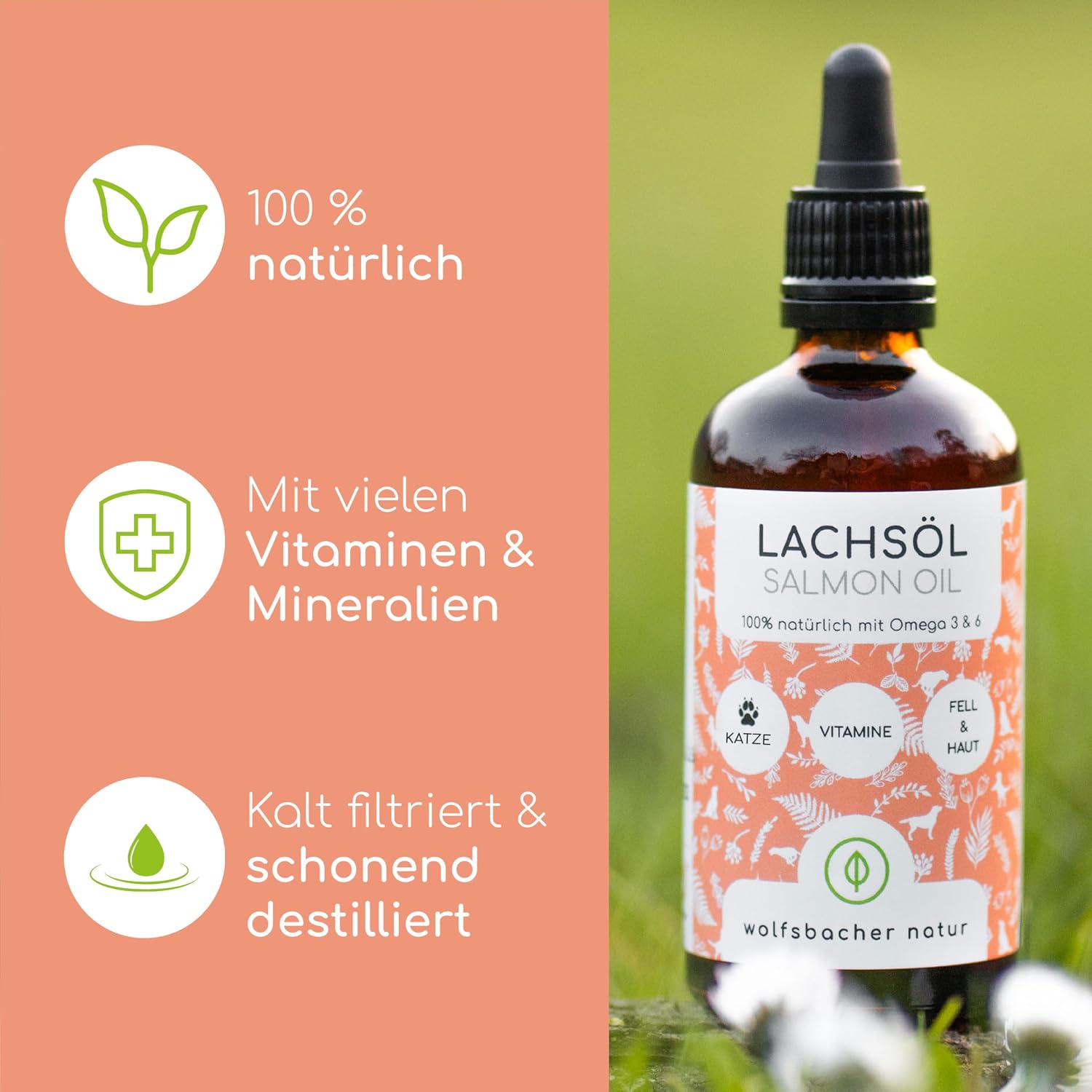 Lachsöl für Hunde Omega-3 Omega-6 Norwegisches Ergänzungsöl