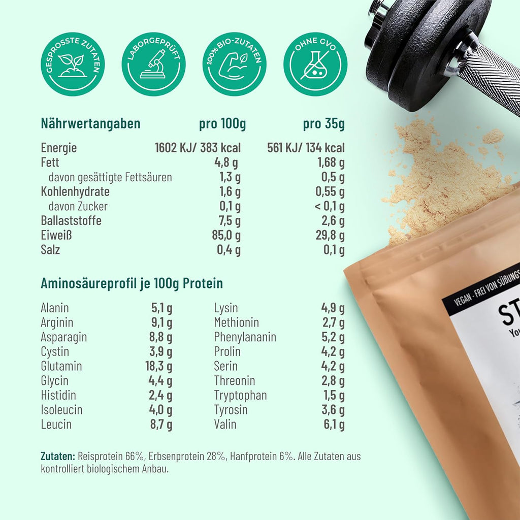 Ultimate Protein Bio Vegan Eiweisspulver 1 kg 85% Protein ohne Zucker