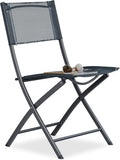 Relaxdays Balkonklappstuhl Metall Kunststoff anthrazit grau 87x46x48 cm