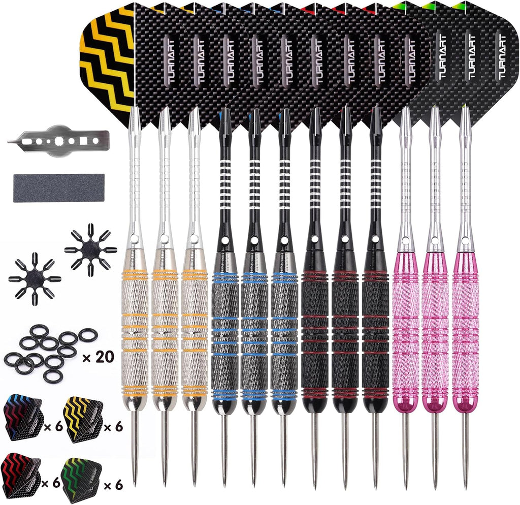 Turnart Steeldarts 12er Set Profi Dartpfeile Metallspitze