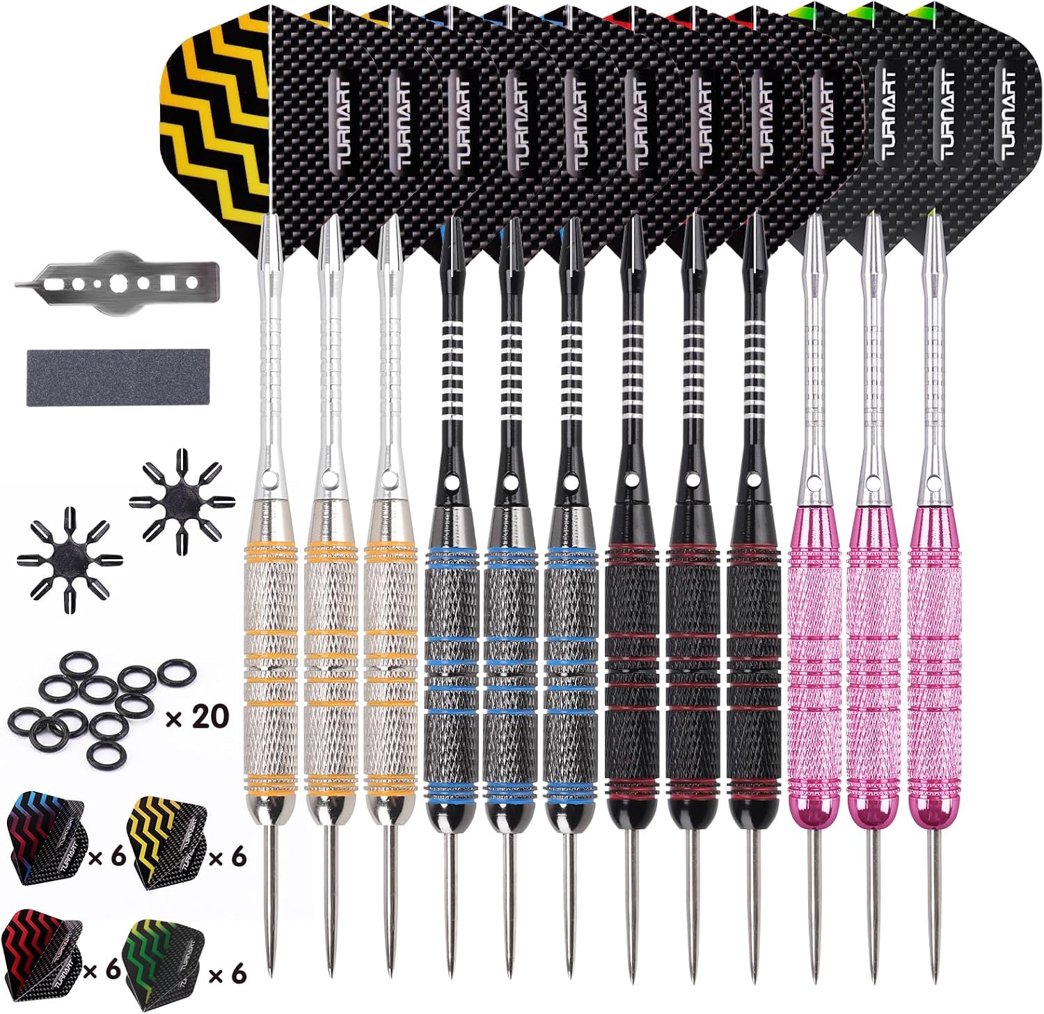 Turnart Steeldarts 12er Set Profi Dartpfeile Metallspitze