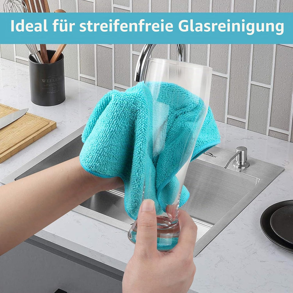 Mikrofasertuecher Reinigungstuecher schwarz 12 Stueck fusselfrei 30x30 cm