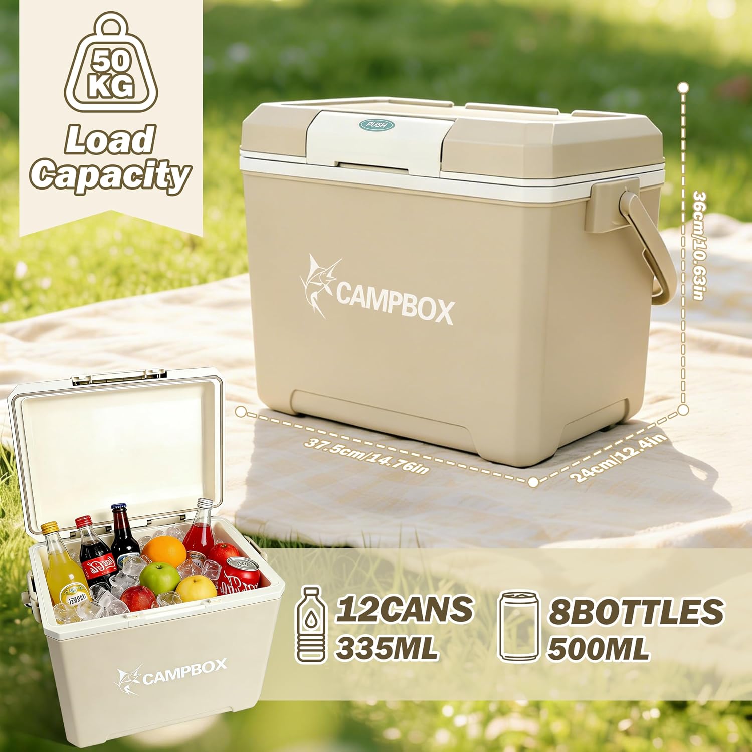 JONRRYIN Kuehlbox - passive Thermobox mit 2 Kuehlakkus, bis 12 Std.