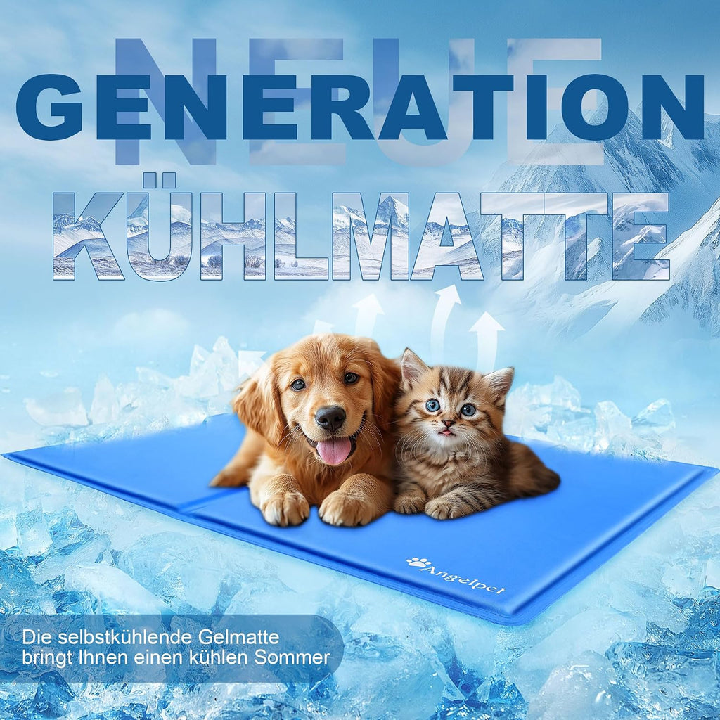 Angelpet Kuehlmatte XL 120x80 cm Grau selbstkuehlende Gelmatte fuer Hunde Katzen