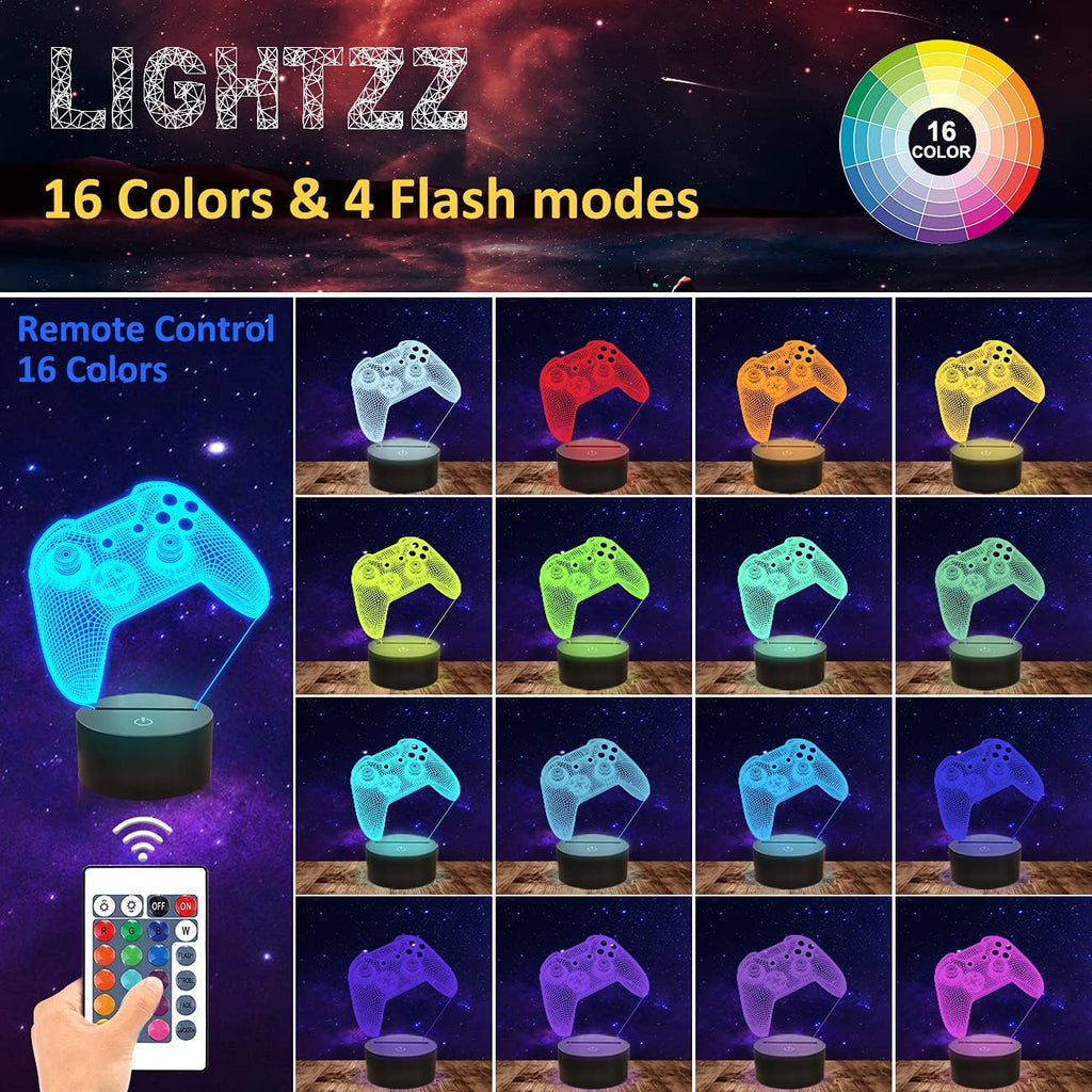Lightzz 3D Gamepad Nachtlicht 16 Farben Touch Fernbedienung Timer