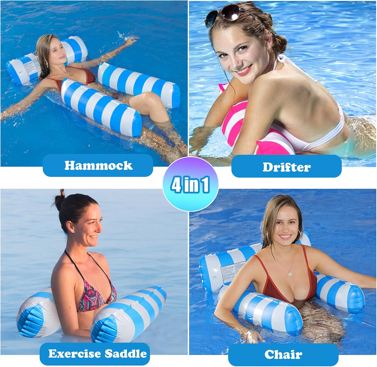 CZMAO Aufblasbare Wasserhaengematte 2er Set mit Pumpe Poolhaengematte