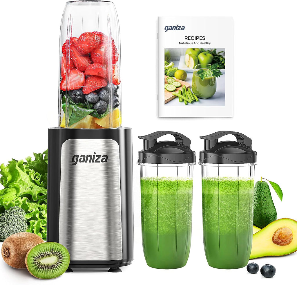 Smoothie Maker 900 W Standmixer mit 3 Mixbechern, Edelstahl schwarz