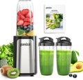 Smoothie Maker 900 W Standmixer mit 3 Mixbechern, Edelstahl schwarz