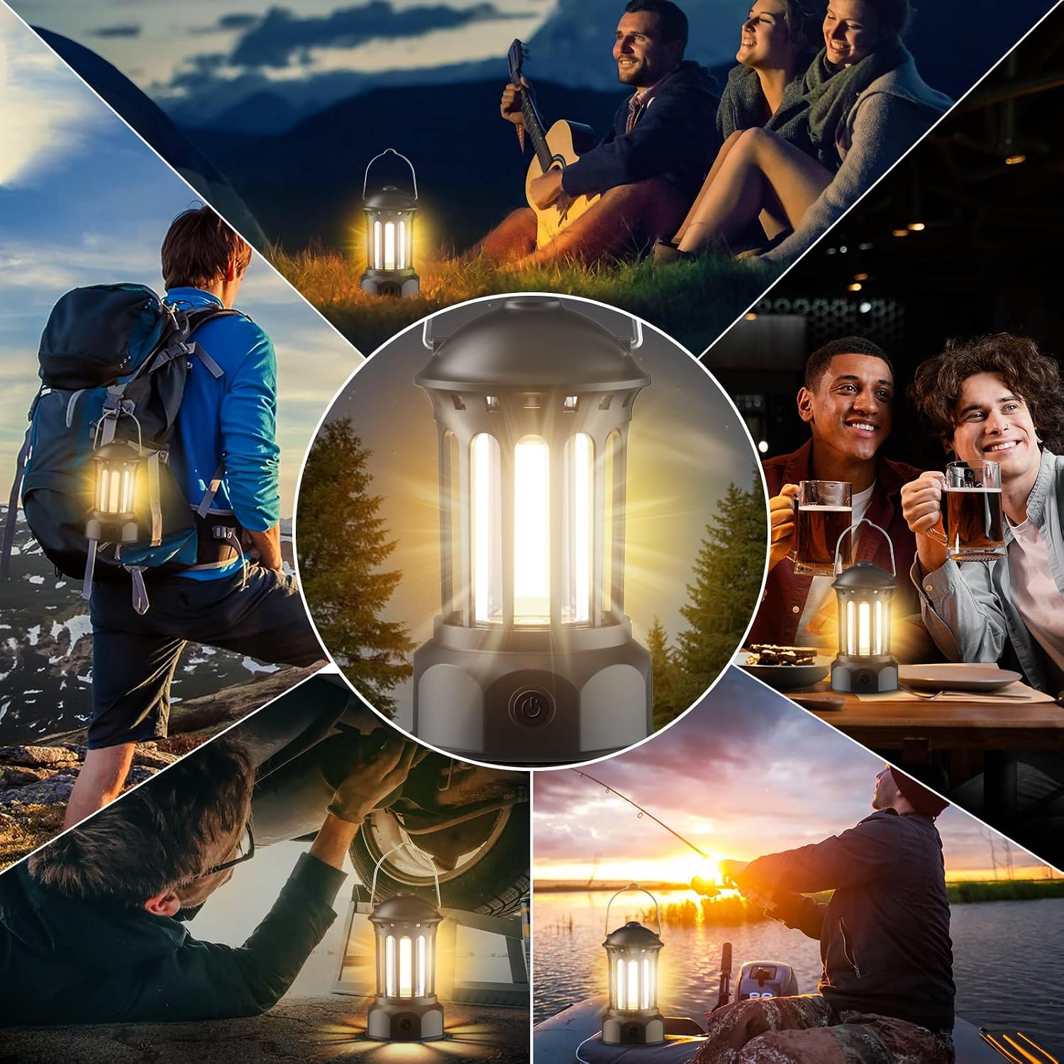 WARMTUYO LED Campinglampe 2er Set batteriebetrieben dimmbar IPX4 Retro