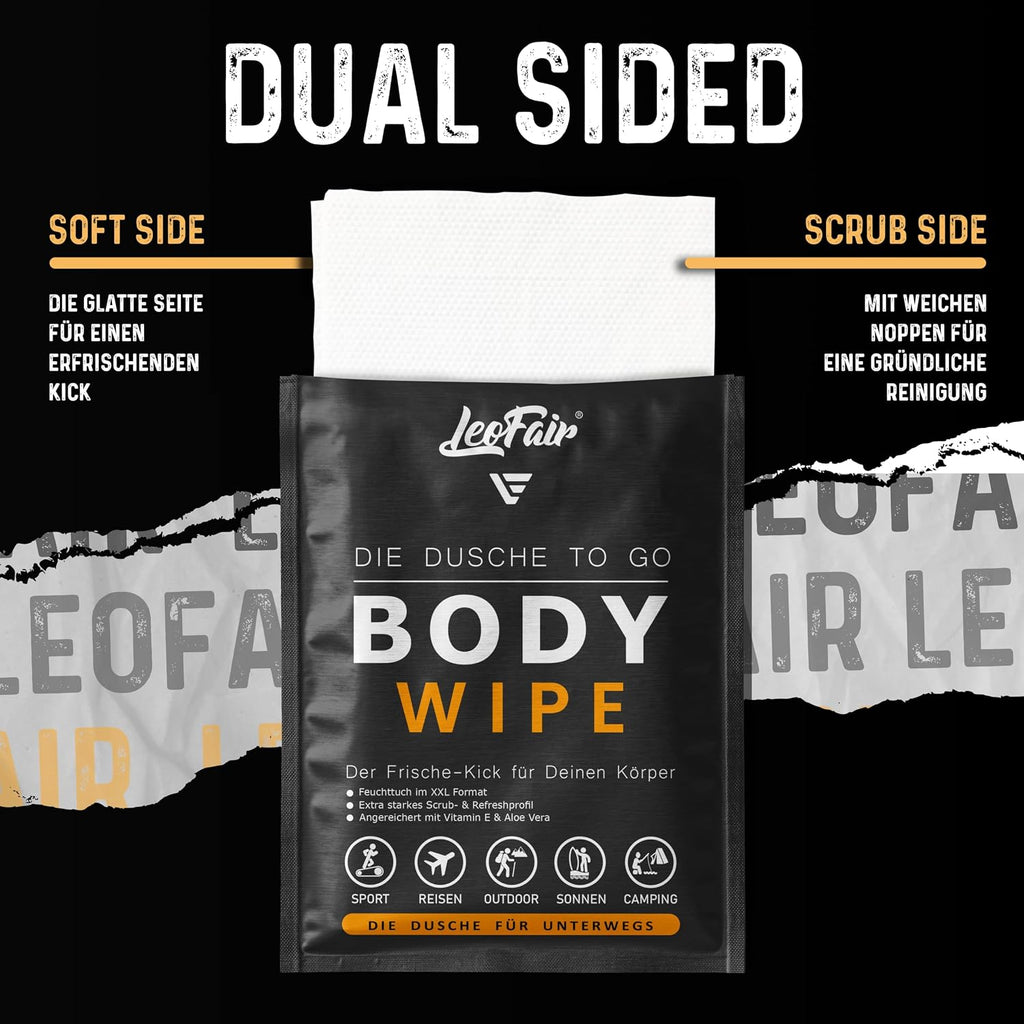 Body Wipes XXL Einmalwaschlappen 10 einzeln verpackte Feuchttuecher Gesicht Koerpe