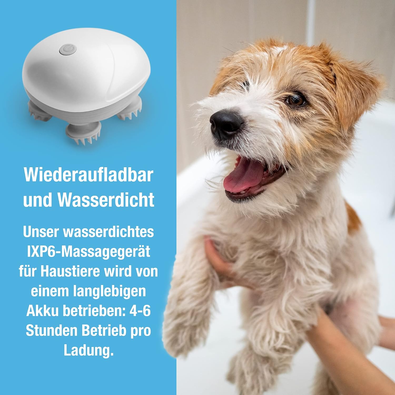 Elektrische Massagebürste für Hund und Katze mit 4 rotierenden Köpfen
