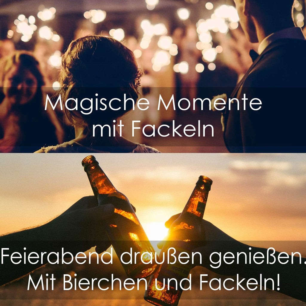 11er Set Wachsfackeln 45 min Brenndauer pro Stueck mit langem Griff fuer Nachtwand