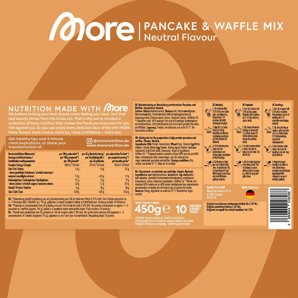 MORE Protein Pancake & Waffel Mix 450 g Neutral ohne Zuckerzusatz