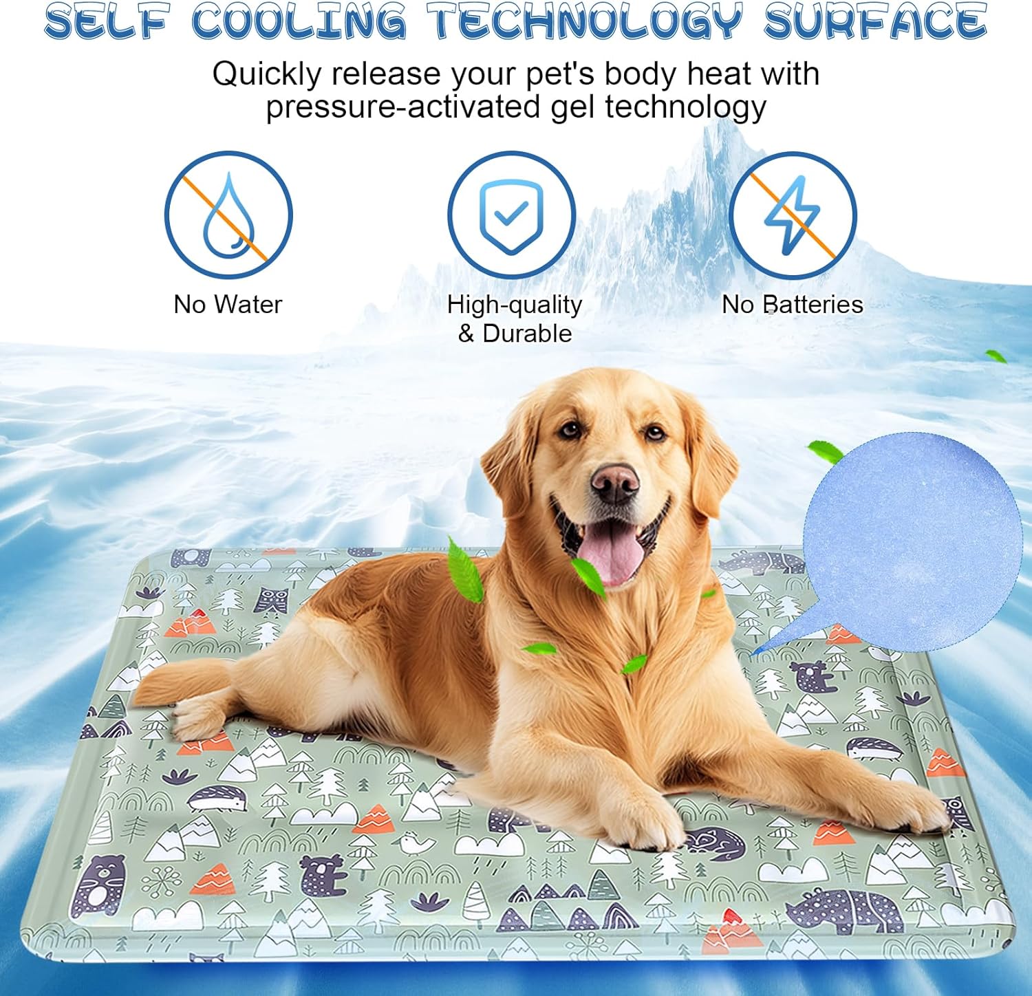 Ninonly Kuehlmatte 50x65 cm fuer Hunde und Katzen selbstkuehlend wasserdicht