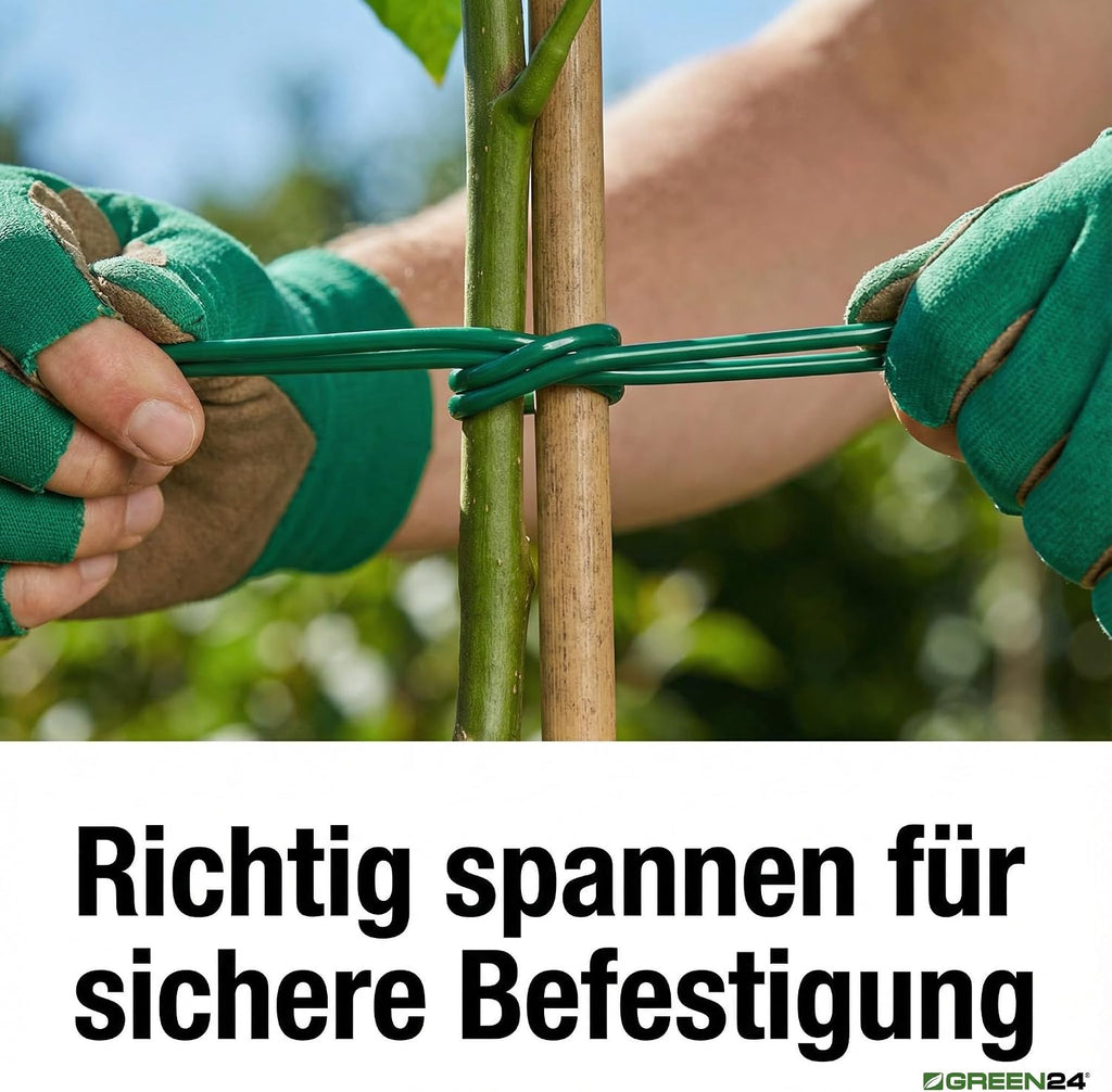 Pflanzenbindeschnur 100 m Ø 3 mm elastische Hohlschnur Kunststoff gruen