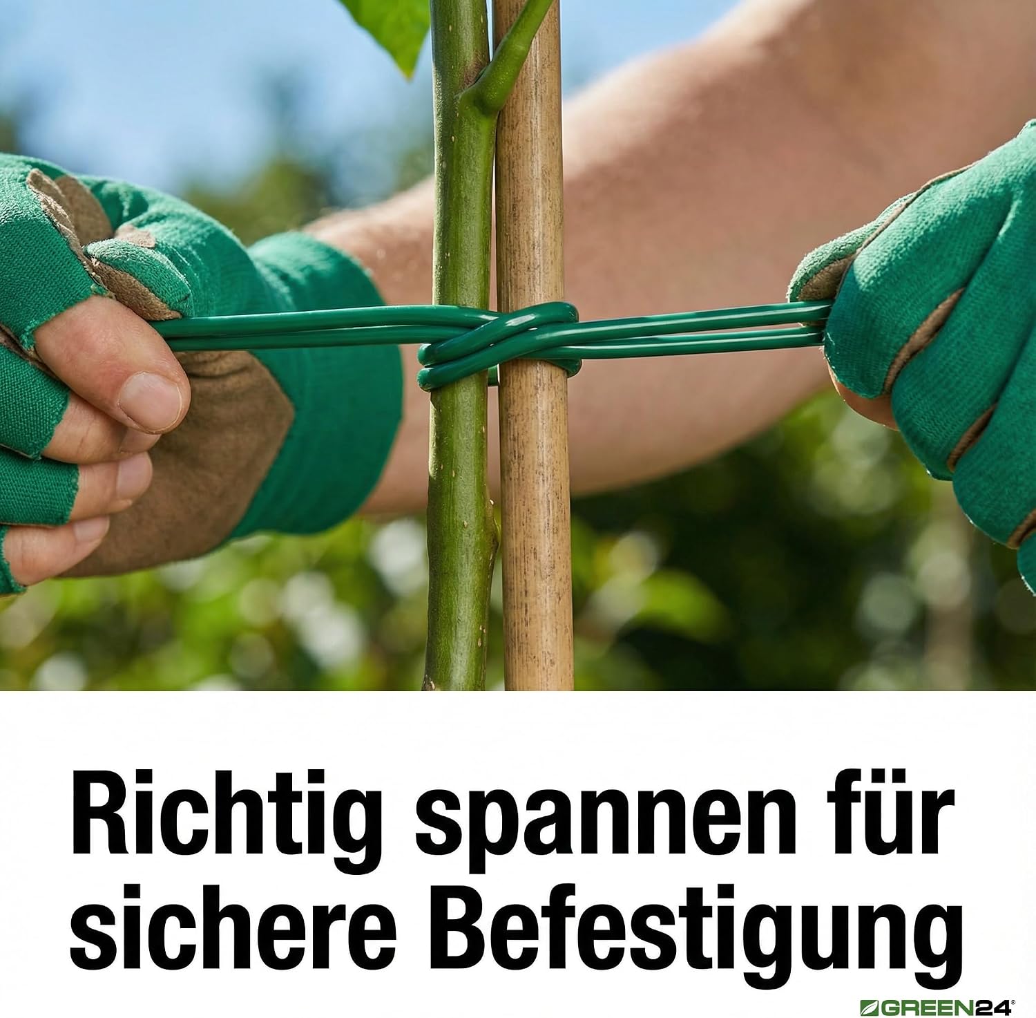 Pflanzenbindeschnur 100 m Ø 3 mm elastische Hohlschnur Kunststoff gruen
