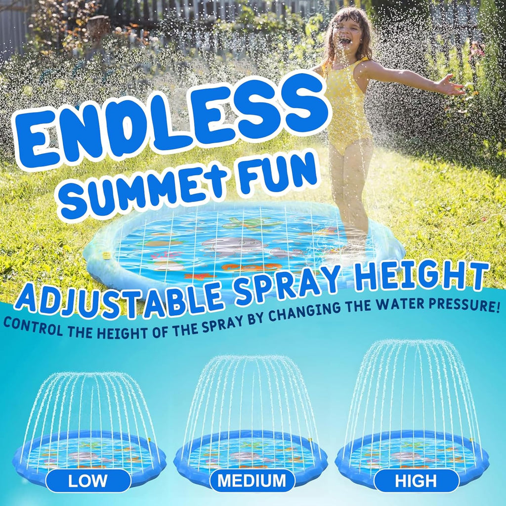 Splash Pad 170 cm Wasserspielmatte fuer Kinder und Hunde Gartensprinkler
