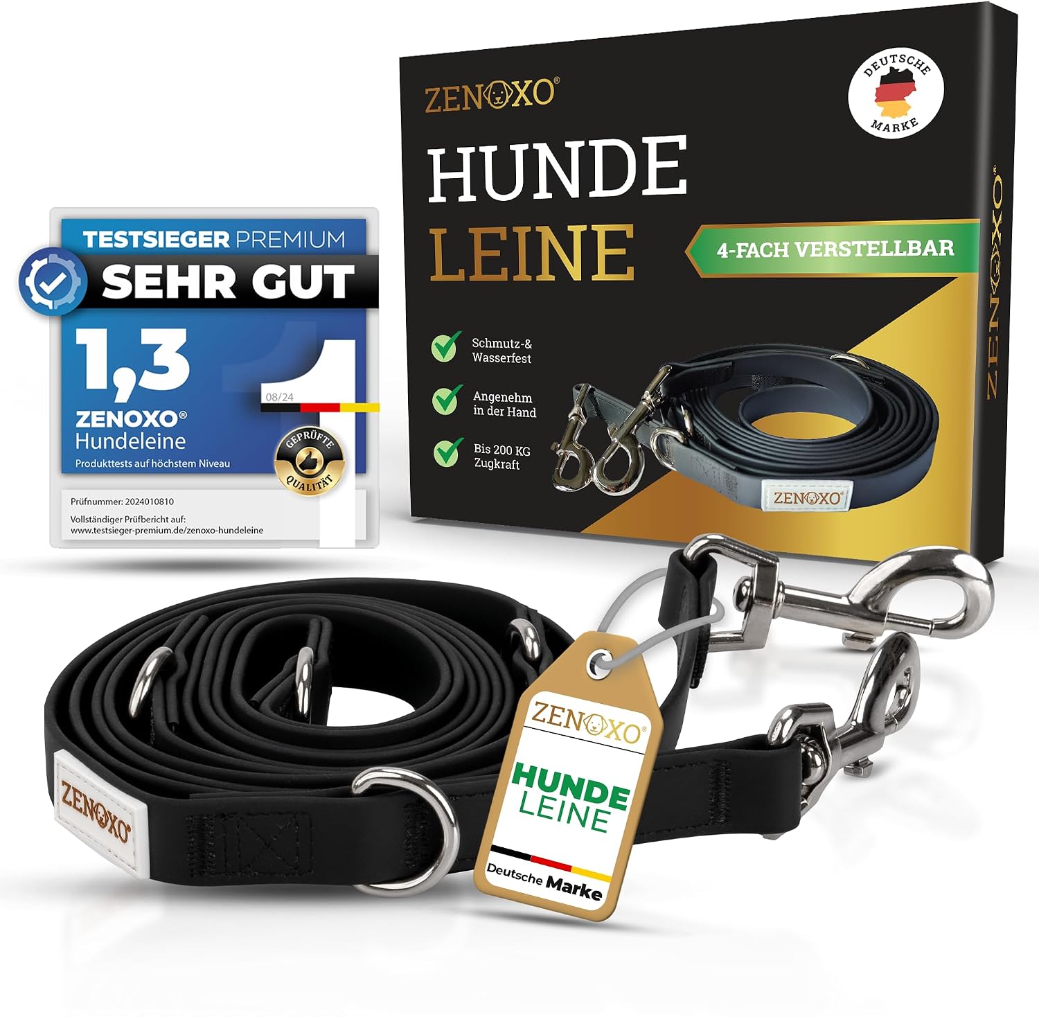 3 m verstellbare Hundeleine 4-fach wasserfest schmutzabweisend fuer grosse Hunde