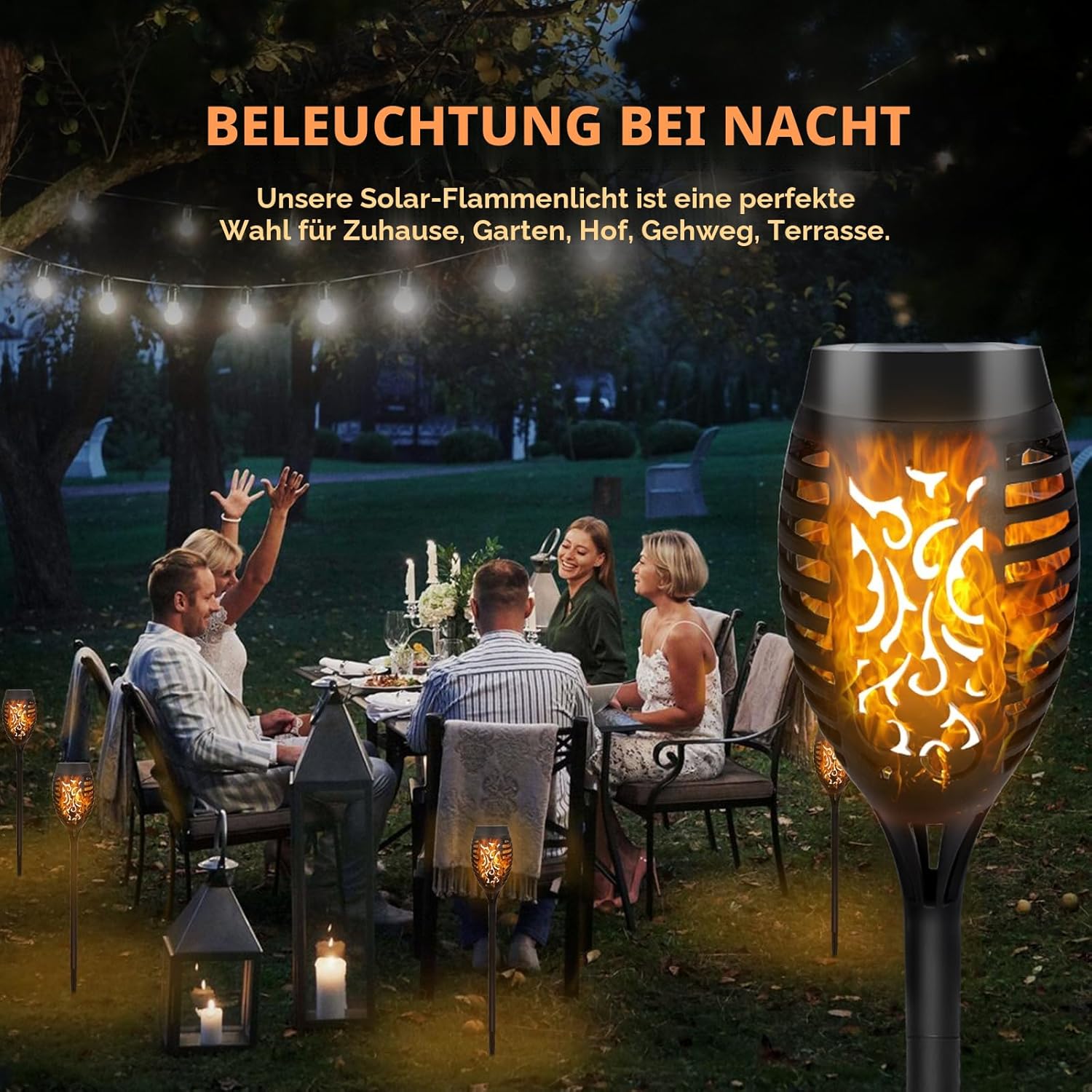 CNMTCCO Solar Gartenleuchten 6er Set mit Flammeneffekt IP65 Wasserdicht