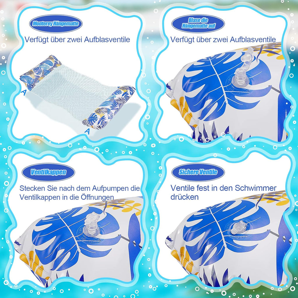 WEARXI Luftmatratze XL 4-in-1 Wasserhaengematte Pool 2er Set Zubehoer