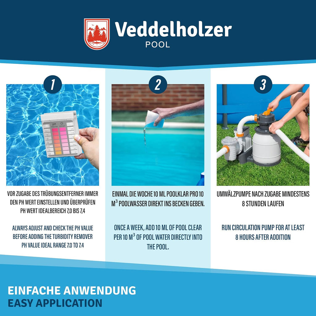Veddelholzer Poolklar Fluessigklaerer fuer klares Poolwasser
