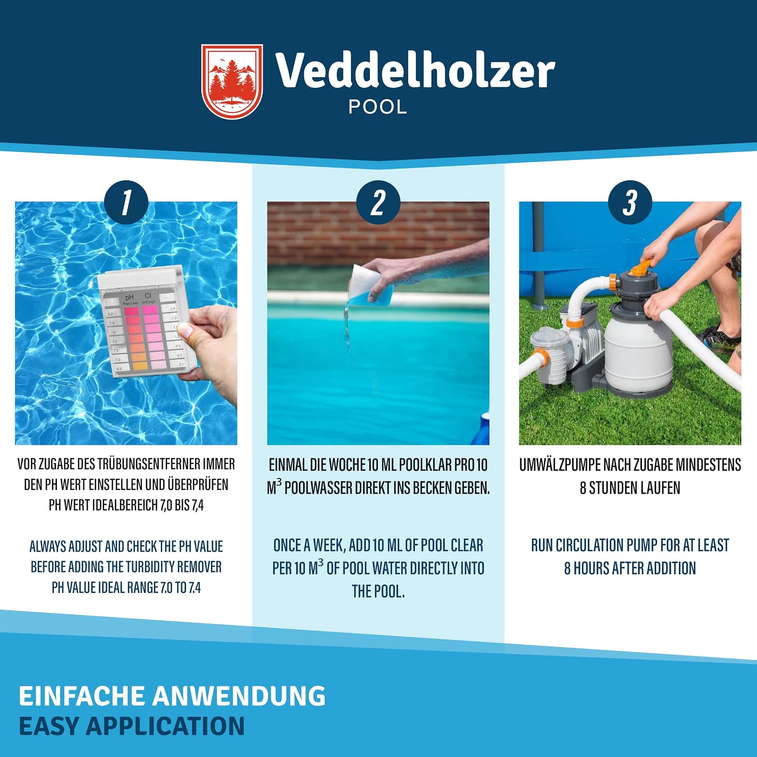 Veddelholzer Poolklar Fluessigklaerer fuer klares Poolwasser