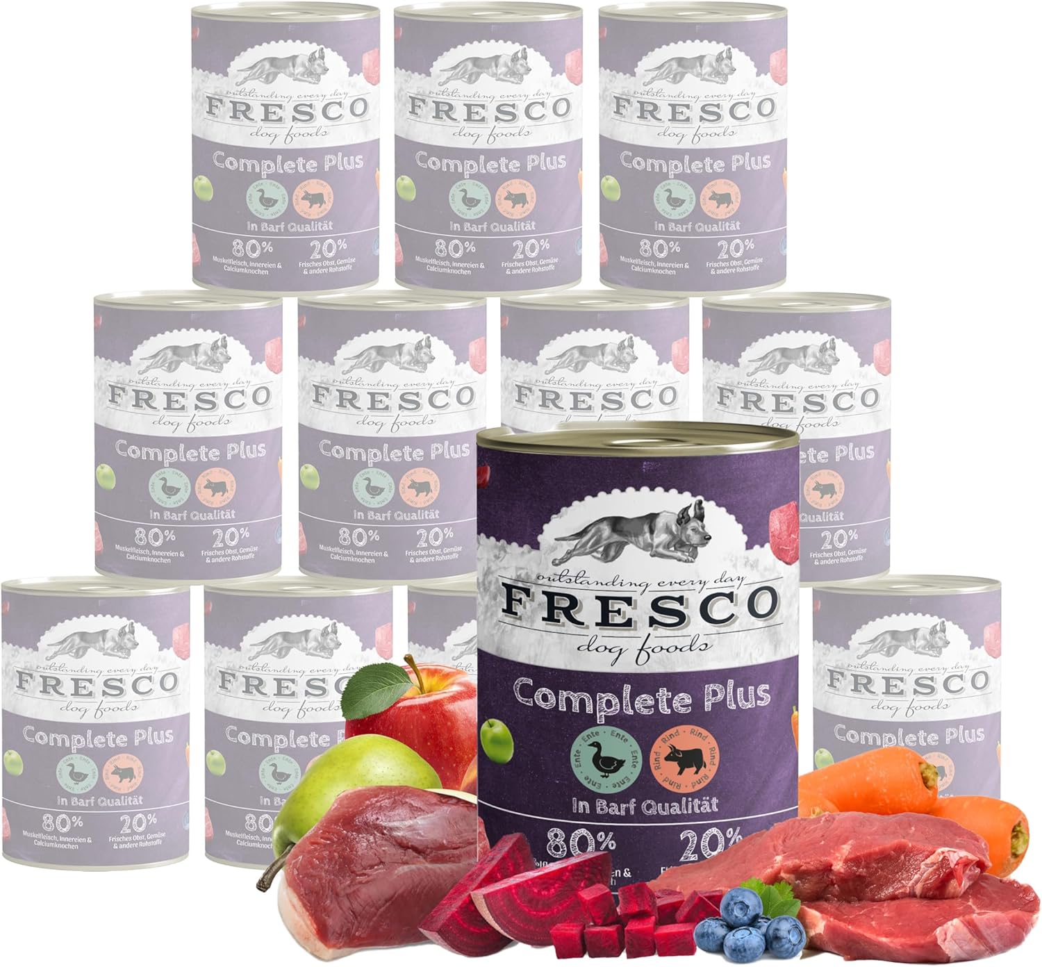 FRESCO Dog NassBARF Kaninchen mit Rind 12x400g, getreidefrei, verschiedene Sorte